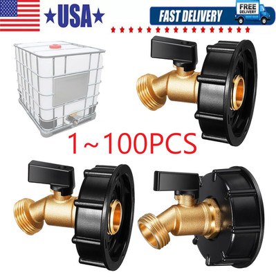 275-330 Gallon IBC Tote Water Tank Adapter 2'' Brass Fittings Valve Connector US