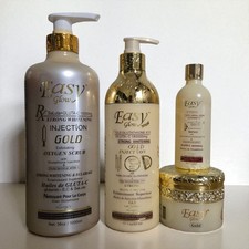 4pcs Easy Glow Gold Shower Gel, Body Lotion, Serum 80mls  Face Cream
