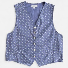 Vintage Cherokee Light Blue  White Floral Cottagecore Prairie Button Front Vest