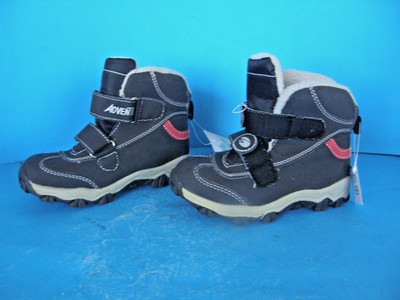 Adventure Child Winter Boots Shoes Black with Red Stripes
