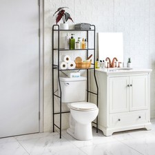 Matte Black Over the Toilet Steel Storage Unit W/ 3 Shelves Liners