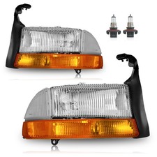 Pair Headlights For 1997-2004 Dodge Dakota98-03 Dodge Durango Headlamps Wbulbs