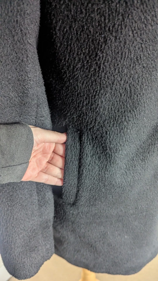 M&S Limited Edition Black Coat UK 8 Faux Fur Collar Asymmetric Zip Wool Blend - Image 4 of 4