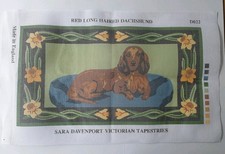 Sara Davenport Victorian Tapestries Red Long Haired Dachshund Daffodil Canvas