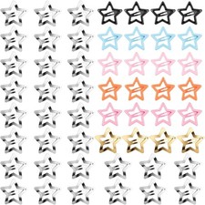 Star Hair Clips Snap, 54 Pack Metal Barrettes 1.57in  1.18in  Non Slip Silver