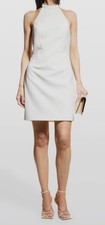 Halston Women's White Crepe Sleeveless Halter Open-Back Sheath Dress Size 10