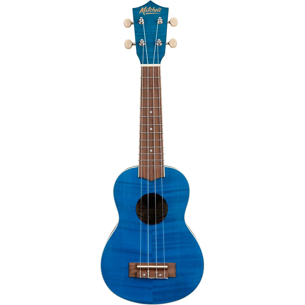 Mitchell MU45F экзотическая гавайская гитара Flamed Maple Blue