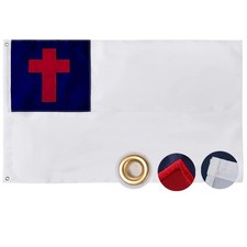 Christian Flag 3x5 ft Heavy Duty, Embroidered USA Christian Flags for Outdoor...