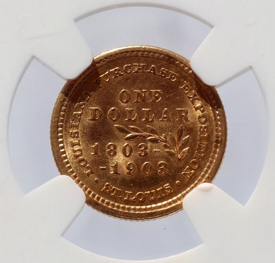 LA Purchase Jefferson Commemorative Gold 1903 G$1 Dollar NGC MS64 - Image 2 of 4