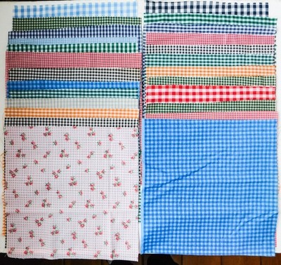 Lot of 25 Gingham Check Plaid Woven Fabric Layer Cake 10'' Square Lot 1