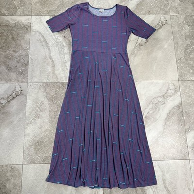 Lularoe Ana Dress Maxi Dress Plus Size 3XL Geometric Striped Multi Color