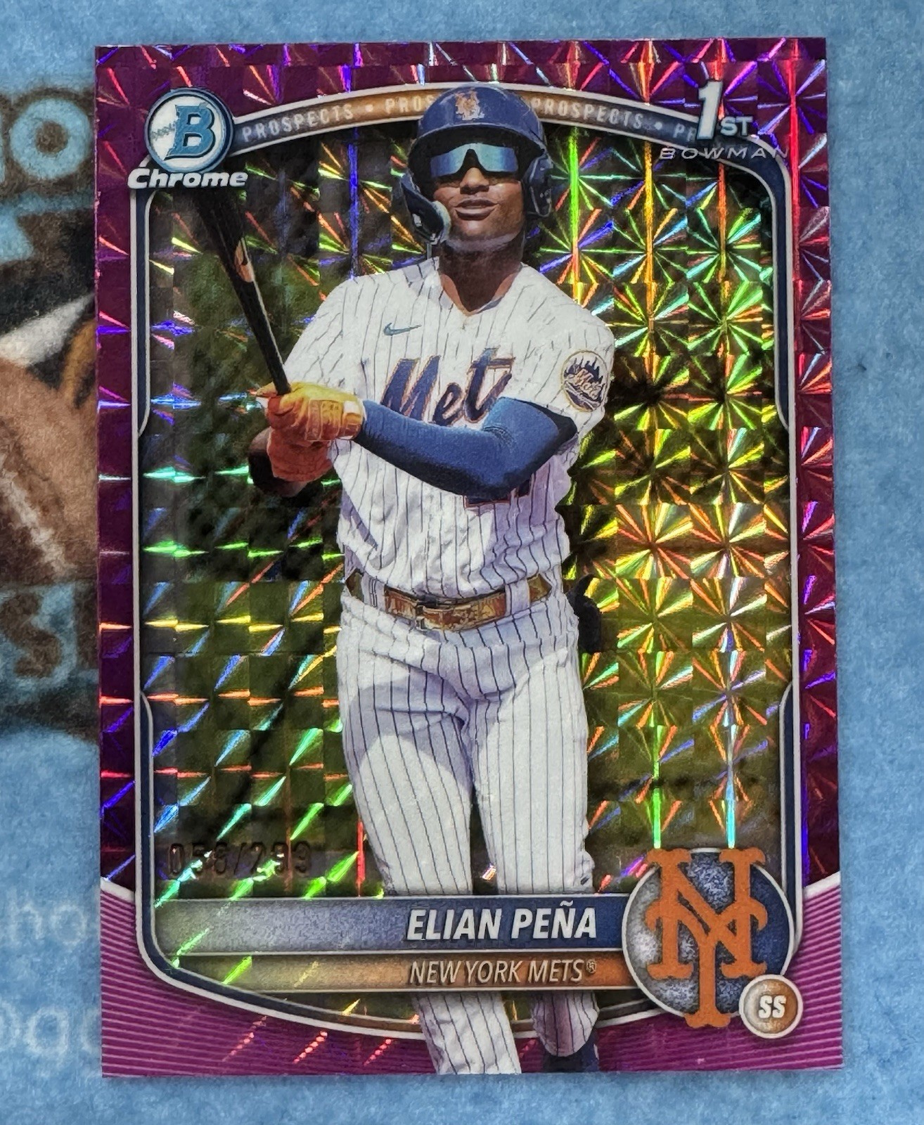 2025 Bowman Chrome Elian Pena Fuchsia Geometric 1st Bowman /299