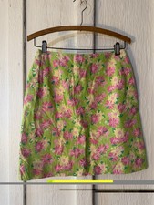 Vintage Lilly Pulitzer Skirt Pink/Green Floral w/ Rhinos Cotton Lined: Size 6