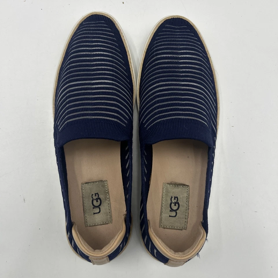 Zapatos mocasines planos de lona azul Ugg para mujer 8 rayas SN 1109533 Foto 3 de 4