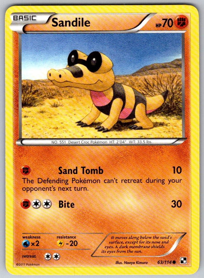 Sandile 63/114 Common Black & White Pokemon Lightly Played