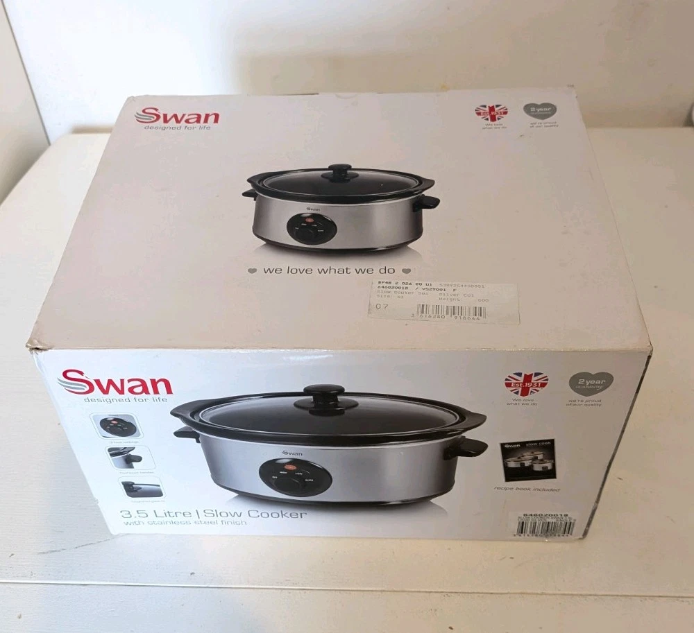 Swan SF17030N Slow Cooker 6.5 Litres Stainless Steel New