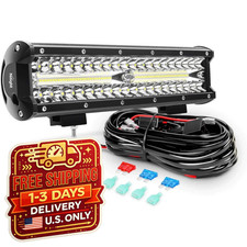 12" 300W Triple Row Combo LED Light Bar 30000LM w/ 16AWG Wiring Harness Kit