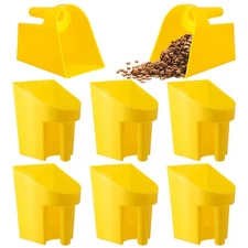 6 Pack Plastic Feed Scoop 2QT Heavy Duty Horse Livestock Ranch Farm Yellow