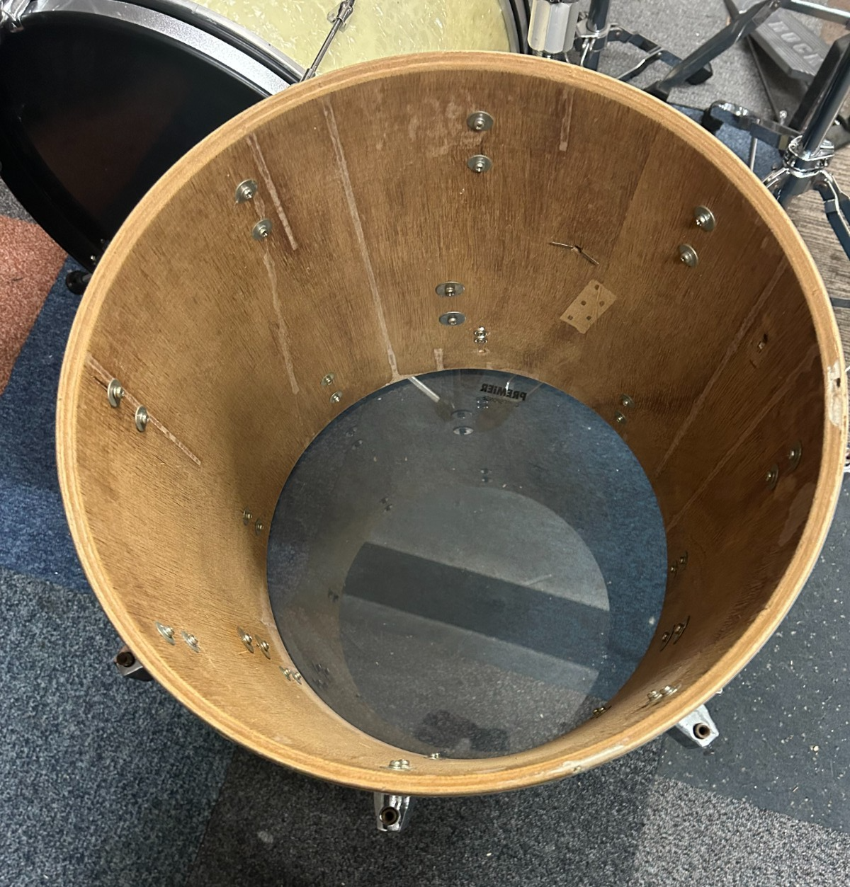 VINTAGE PEARL 16'' x 16'' Floor Tom with Legs White Pearl MIJ **VIDEO DEMO** photo 13