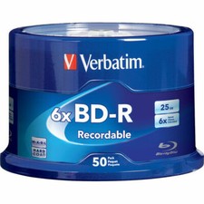 Verbatim 98397 16X 25GB BD-R Discs with Branded Surface 50 Pieces Spindle