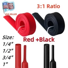 Black+Red Heat Shrink Tubing 3:1 Wire Insulation Cable Sleeve Wrap Marine Grade