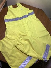 DICKIES BIB OVERALLS WITH SCOTCHLITE REFLECTIVE STRIPES Sz Mens L/XL YELLOW