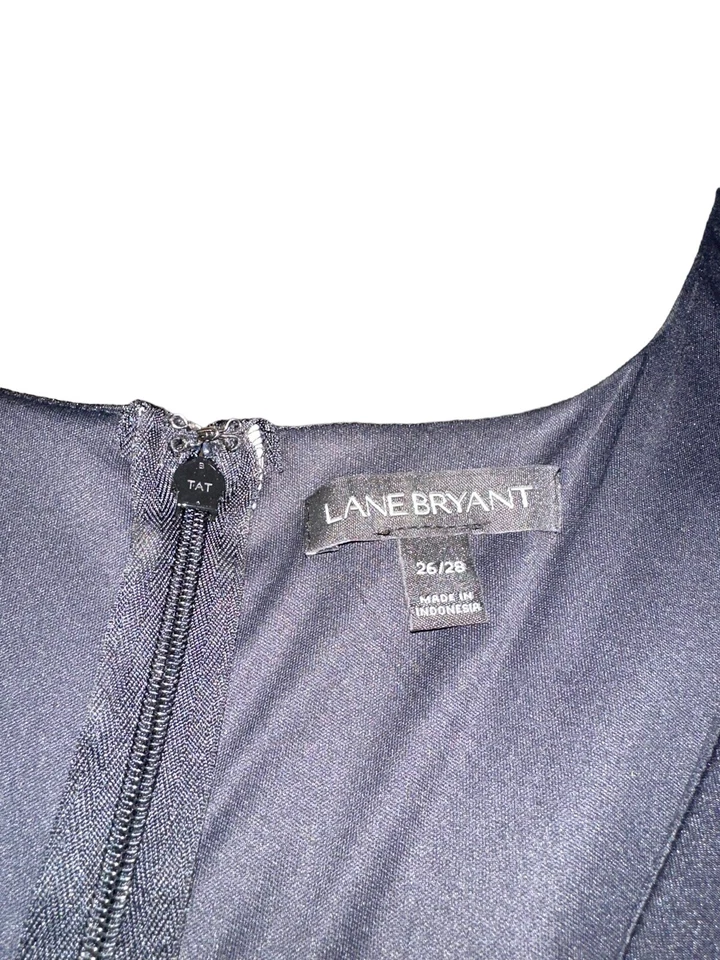 Vestido Lane Bryant para mujer sin mangas pañuelo dobladillo talla grande 26/28 negro floral Foto 3 de 4