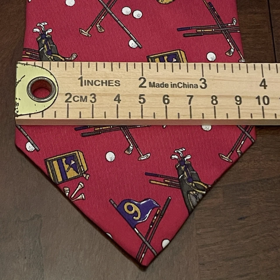 Corbata de cuello Smith negra vintage 100 % seda para hombre hecha en estampado de golf de EE. UU. Foto 4 de 4