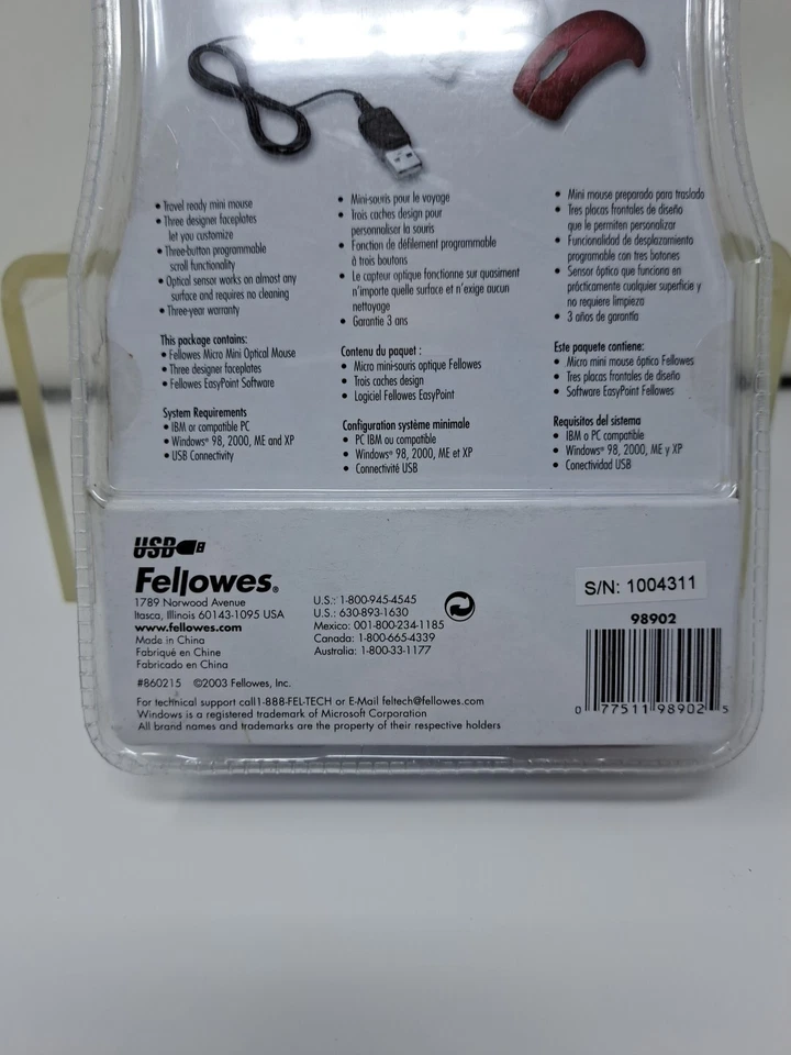 Vtg. Fellowes Micro Mini Optical Mouse #98902 - Image 4 of 4