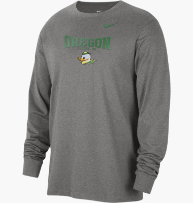 Nike Men's small oregon ducks long sleeve mascot logo tee/T-shirt FTBL