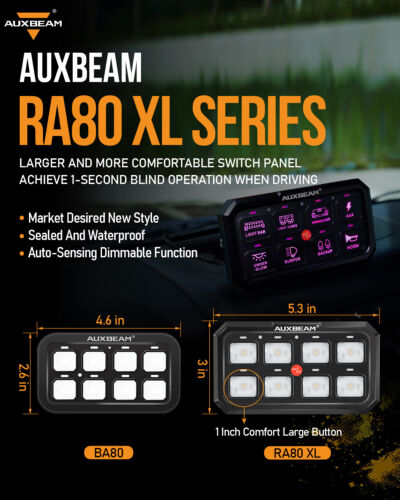 Panel de interruptor de 8 velocidades AUXBEAM XL RGB para sistema de relé de circuito de luz Ford Bronco - Imagen 2 de 12