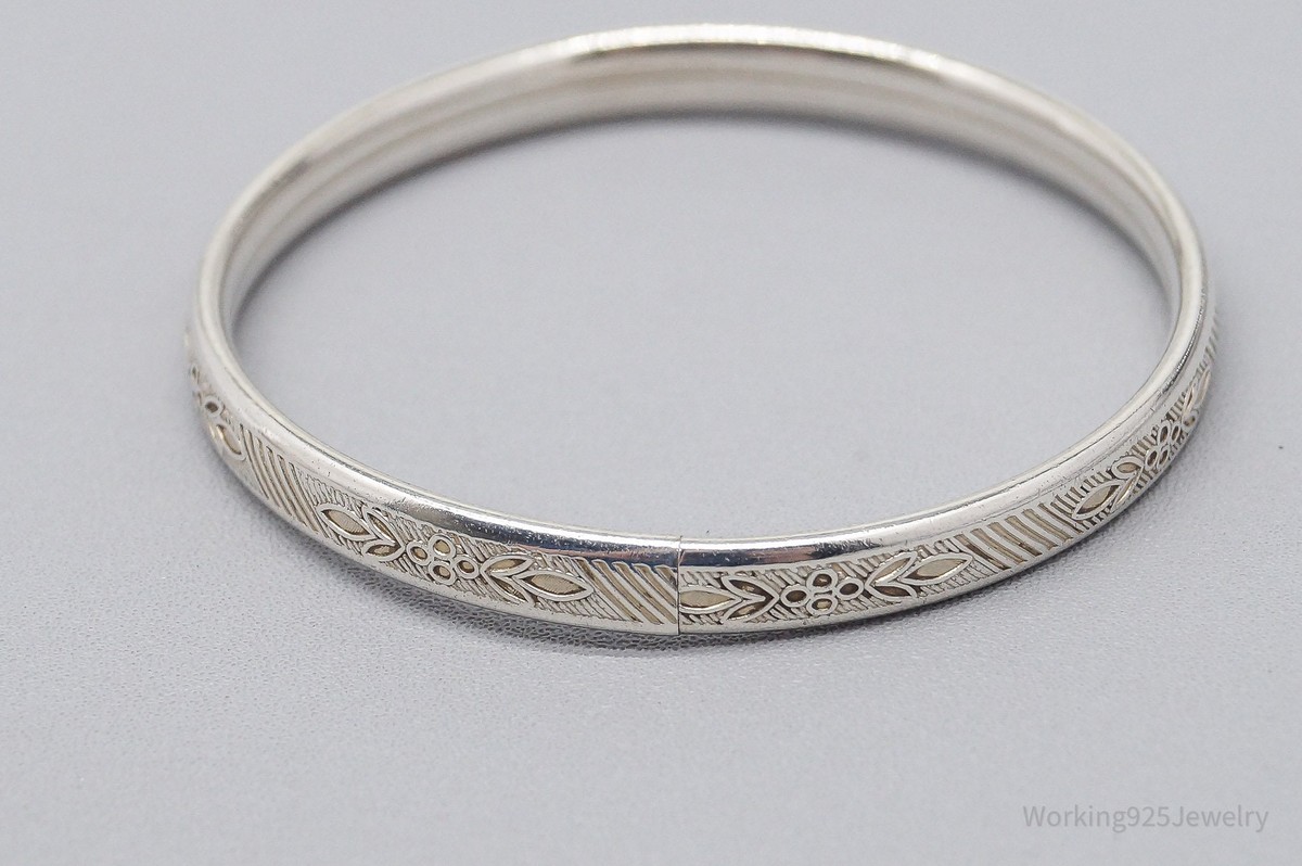 アクセサリー vintage silver Bangles Vintage Art Deco Style Sterling Silver Bangle Bracelet 5.5