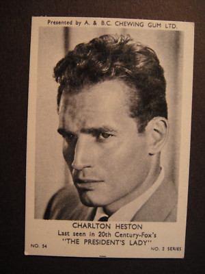 A&BC GUM FILM STARS 2. SERIE #54 CHARLTON HESTON FILMSTAR