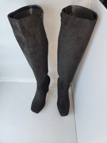 Womens Foxmac knee high boots black velvet 6 inch heels size 8 - Picture 4 of 14