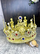 Lion King Gold Crown, Male Royal Crown, Prince Headpiece, Stunning Size: XXL