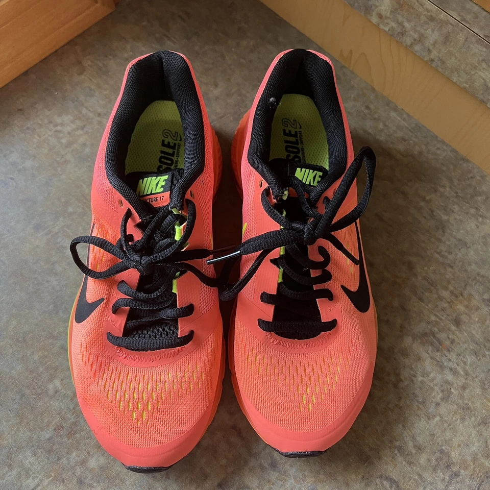 耐克 Zoom Structure 17 跑步鞋橙色/霓虹绿 615588-800 女式 5.5 码 — 第 3/4 张图片