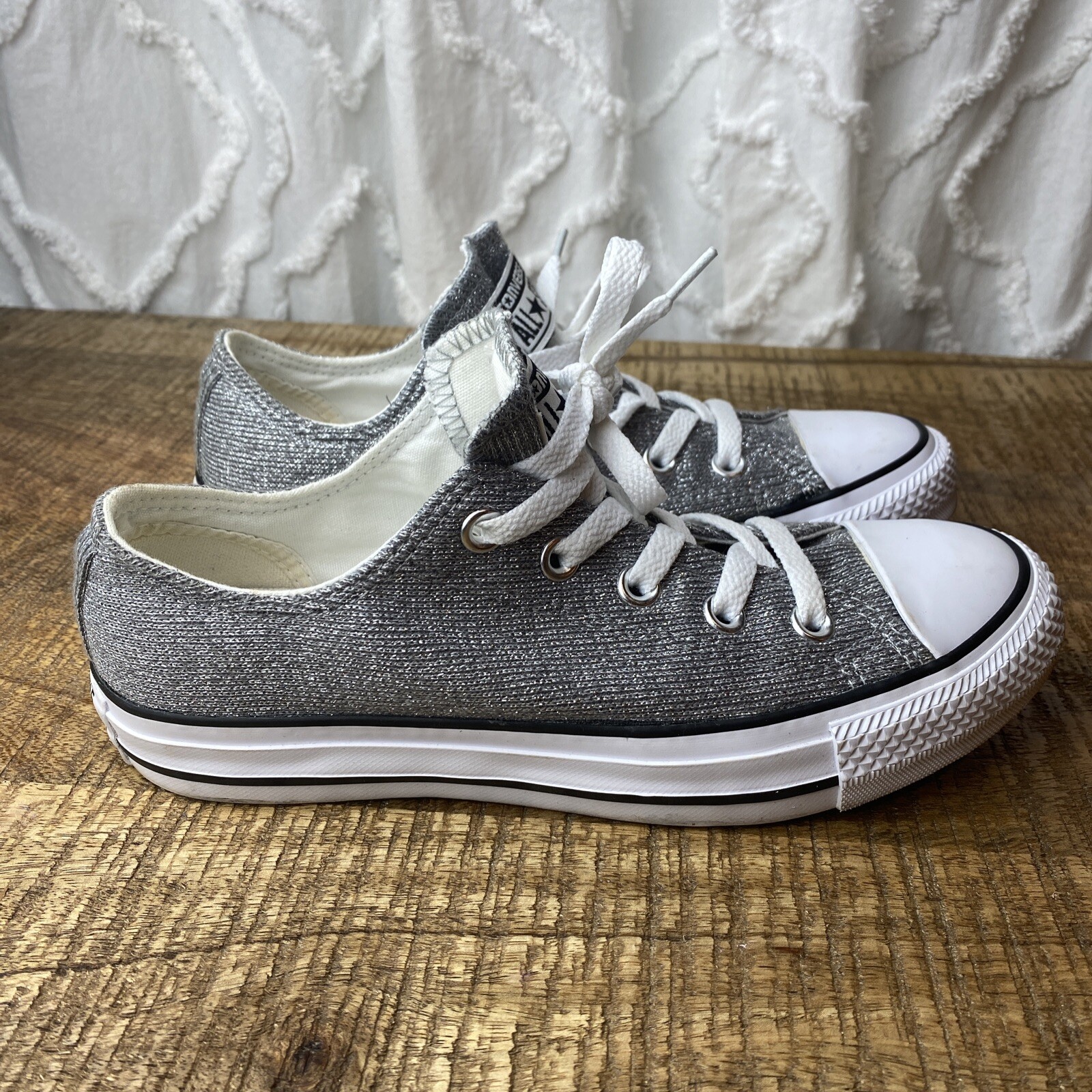 All Star Converse Chuck Taylor Sparkly Silver Kni… - image 1