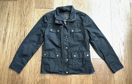 J Crew Relaxed Boyfriend Field Jacket Sz M Medium Waxed Canvas - Picture 4 of 6