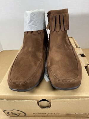 New Comfortview Brown Suede Ankle Booties with Fringe Marion #03196 Sz 8.5 ww