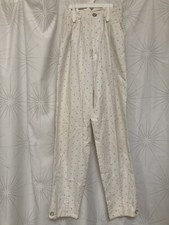 Vintage Polka Dot White Cotton Long Pants, Size 4, Palmetto, Early 80s