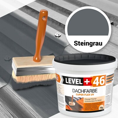Dachfarbe 7kg Sockelfarbe Super Flex Oberflächenschutz Steingrau Dachlack RM46
