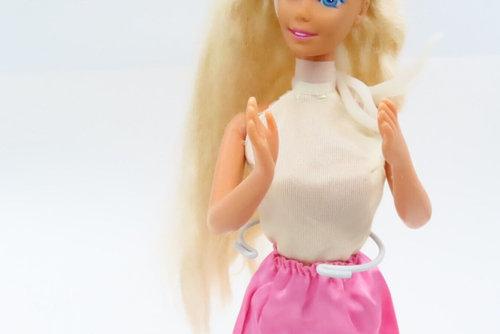 Barbie Size Doll Cream Top And Pink Skirt With Lace Doll And Stand Not Included - Picture 3 of 9