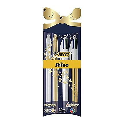 BIC Multi Colour Gold Silver Shine Cristal Ballpoint Pen Pack