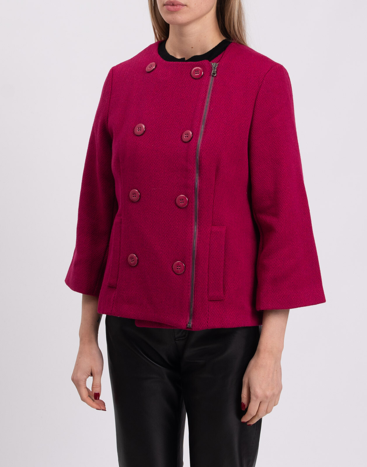 ALTRA Giacca tweed CAFENOIR taglia S completamente foderata misto lana spina di pesce Made in Italy