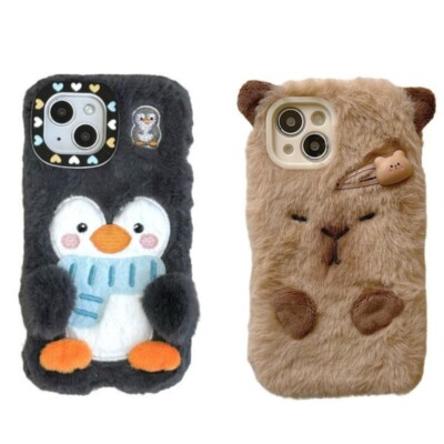Case For Huawei & Honor 3D Cute Cartoon Plush Shockproof Fluffy Soft Back Covers