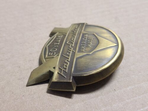 FOX 1950’s 50TH ANNIVERSARY FRONT FENDER EMBLEM BADGE HARLEY PANHEAD FL K MODEL - Picture 3 of 7