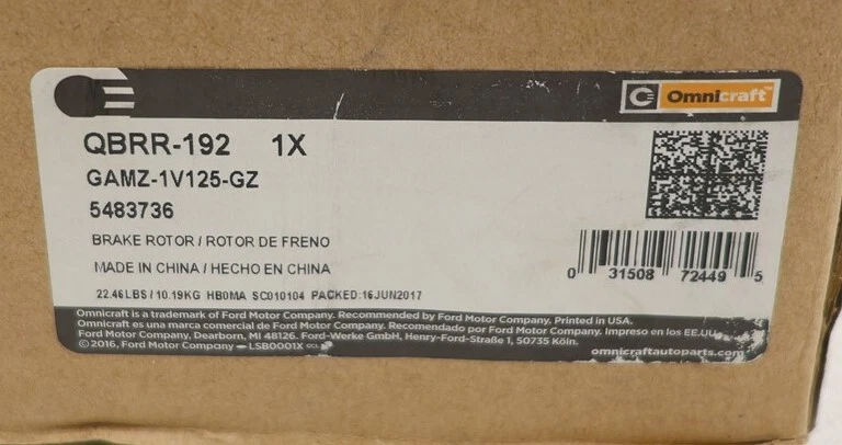 NUEVO Rotor de freno de disco trasero Omnicraft QBRR-192 Chevrolet GMC 2007-2014 Foto 2 de 4