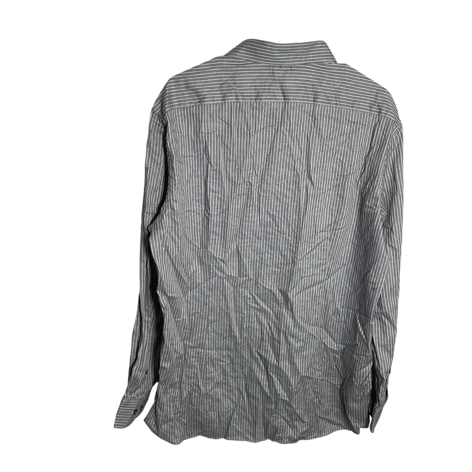 Camisa John Varvatos Para Hombre 17 34/35 Calce Ajustado Rayas Abotonada Cuello Gris Foto 3 de 4