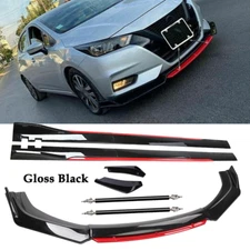 For Nissan Sentra Front Bumper Lip Spoiler Splitter Side Skirt Glossy Black