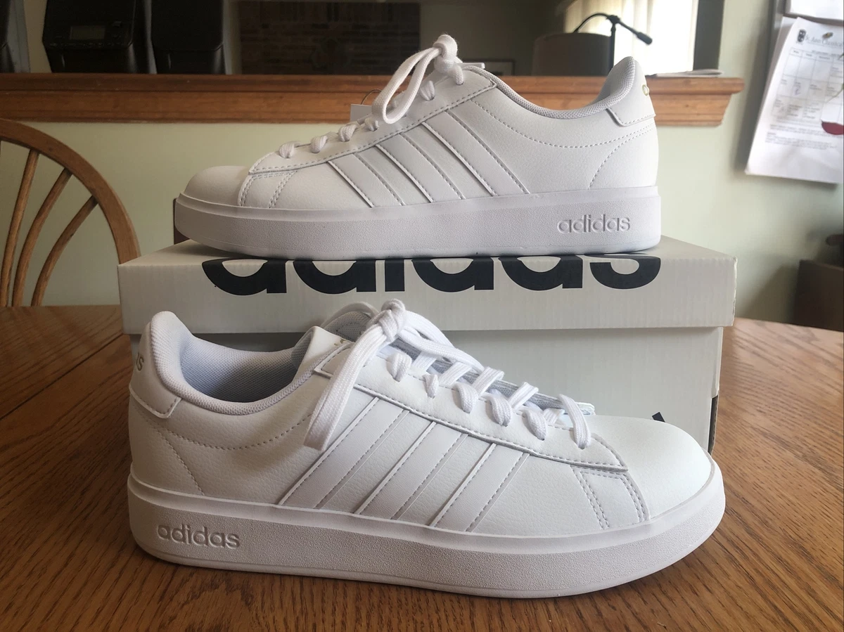 Adidas Womens Grand Court 2.0 GW9213 White Lace Up Low Top Sneaker